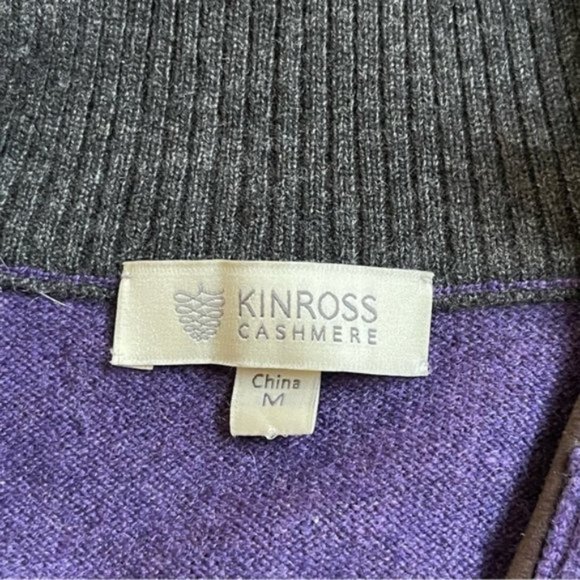 Kinross Cashmere Knit Vest Womens Medium Cashmere Half Zip Winter Purple Jacket - Picture 6 of 11